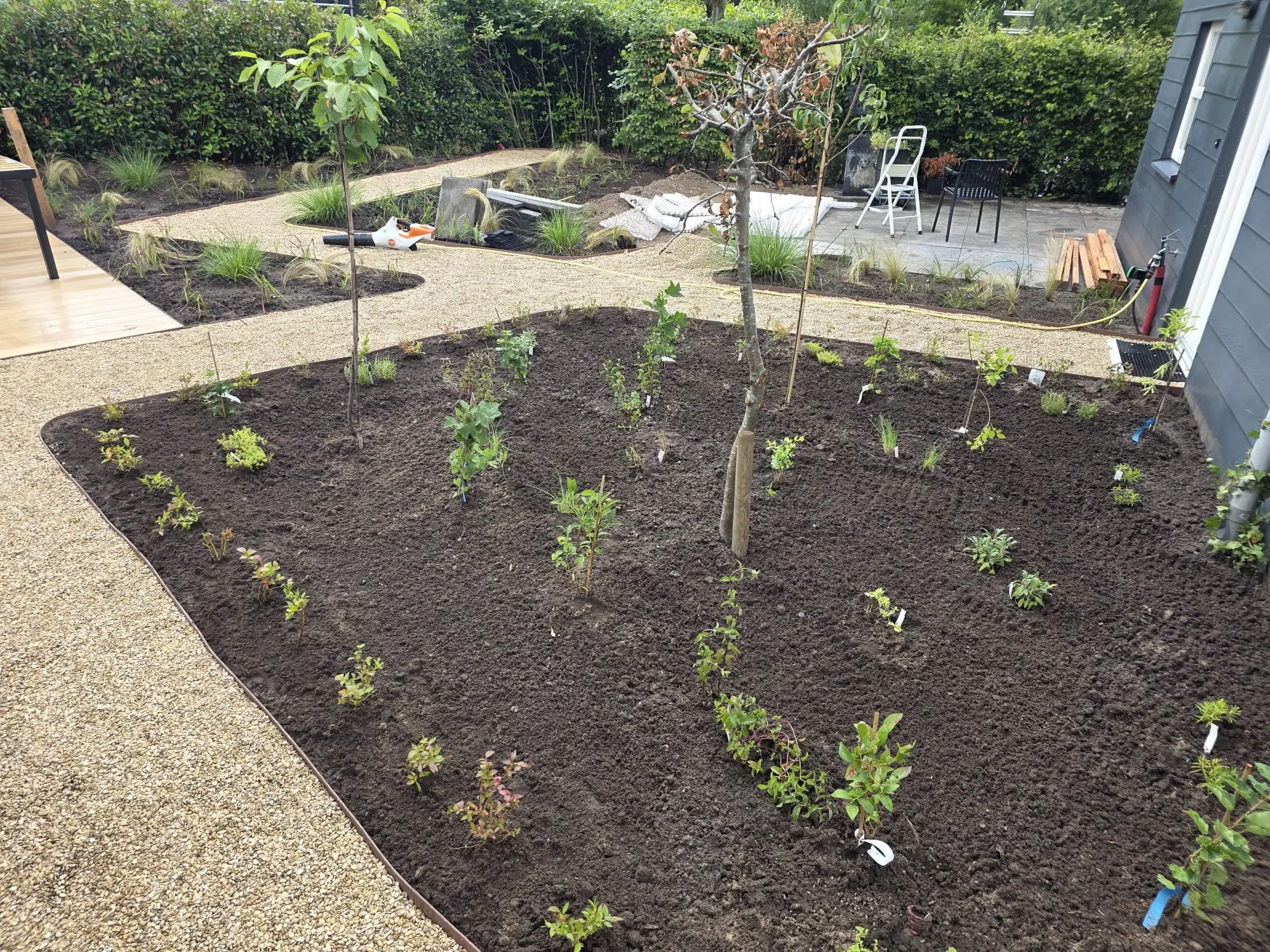 Nieuw aangelegd plantvak